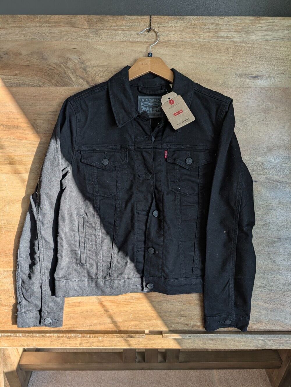 Levi's Trucker Jacket Womens Large Original Denim Baby Cropped Button Front